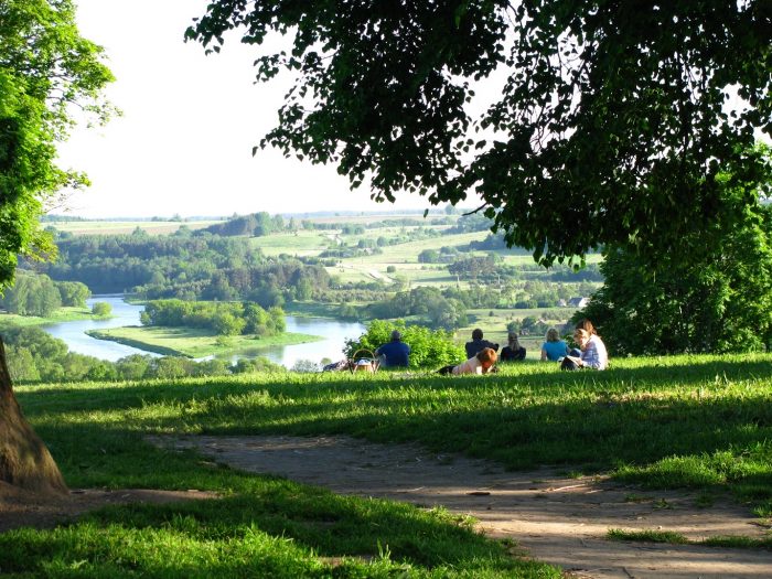 Moment of Rest During a Walking Tour in the Baltic States
