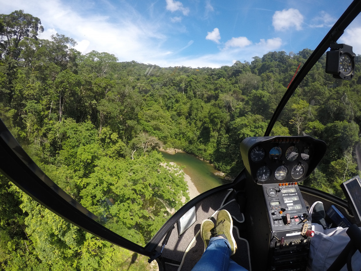 Flying over upper Chagres River at Chagres National Park