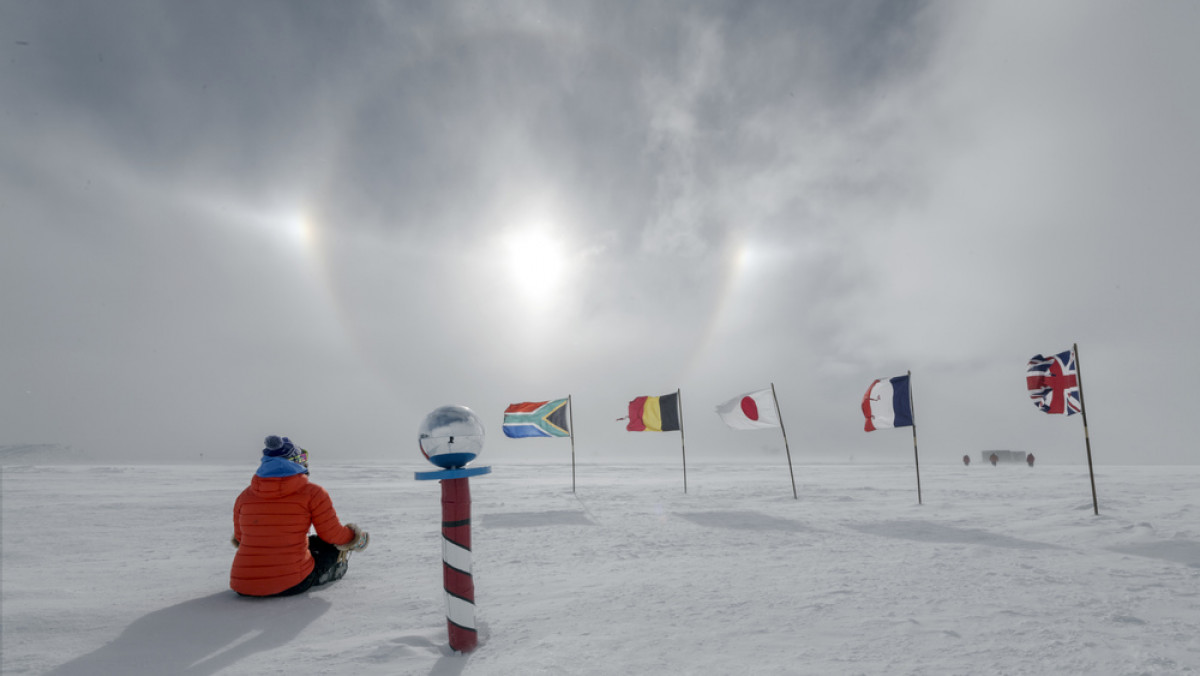 Sundogs Over the Ceremonial South Pole