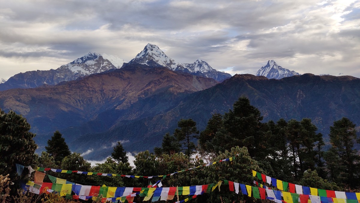 A clear morning view of the mighty Annapurnas from Poon Hill
